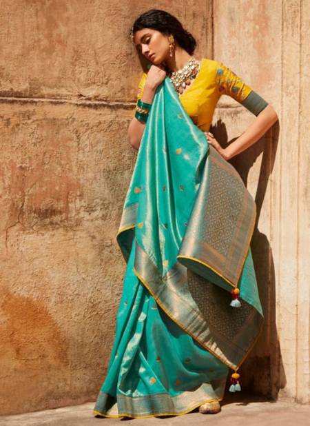 Sea Green Colour KIMORA SUNEHRI 17 Heavy Wedding Wear Silk Designer Latest Saree Collection 1425